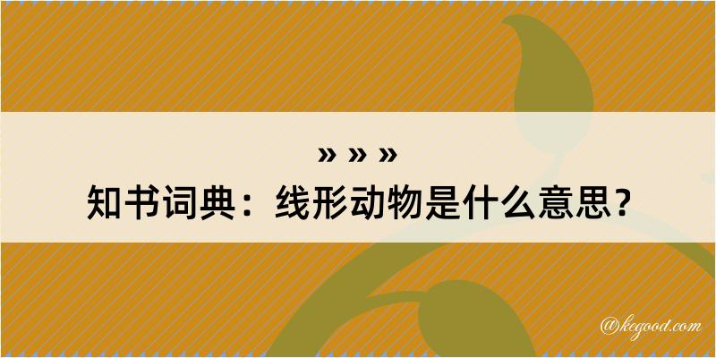 知书词典：线形动物是什么意思？