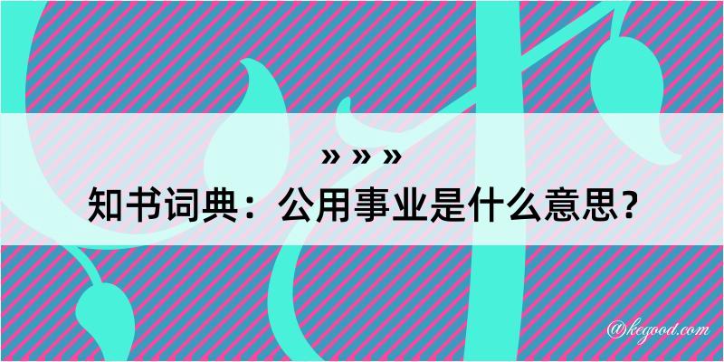 知书词典：公用事业是什么意思？