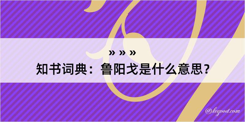 知书词典：鲁阳戈是什么意思？