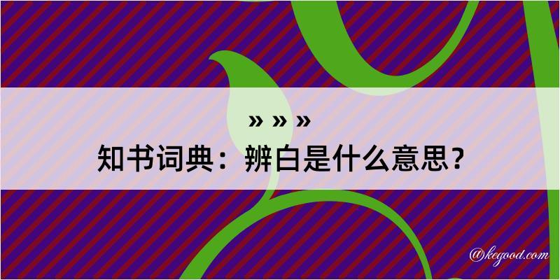 知书词典：辨白是什么意思？