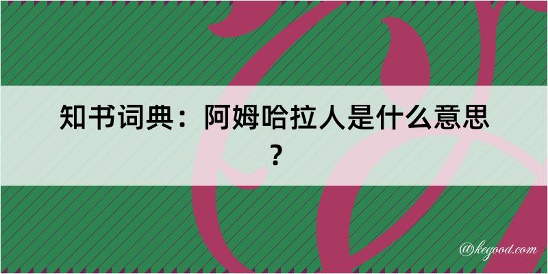 知书词典：阿姆哈拉人是什么意思？