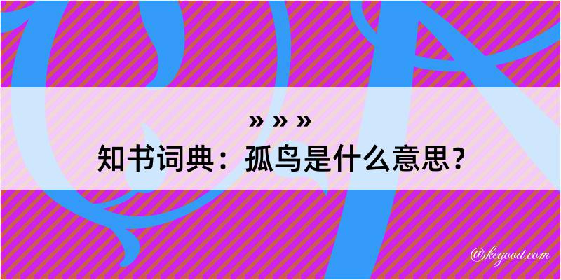 知书词典：孤鸟是什么意思？