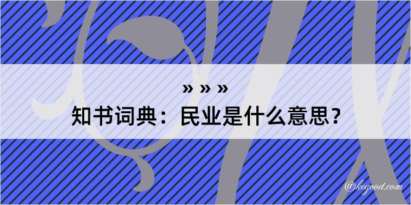 知书词典：民业是什么意思？