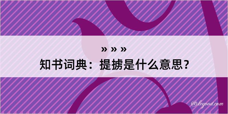 知书词典：提掳是什么意思？