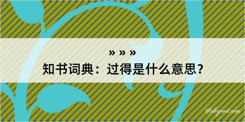 知书词典：过得是什么意思？