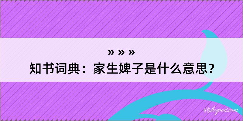 知书词典：家生婢子是什么意思？