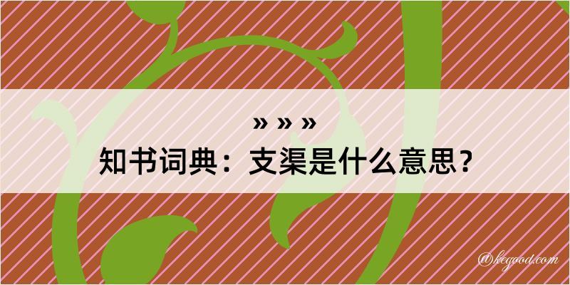 知书词典：支渠是什么意思？