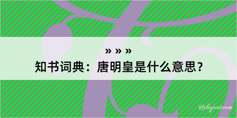 知书词典：唐明皇是什么意思？