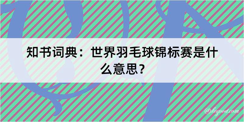 知书词典：世界羽毛球锦标赛是什么意思？