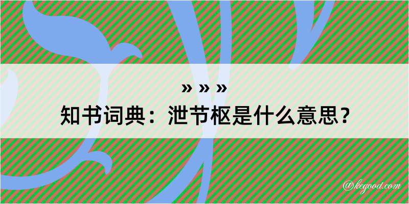 知书词典：泄节枢是什么意思？