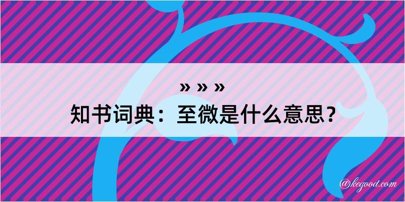 知书词典：至微是什么意思？