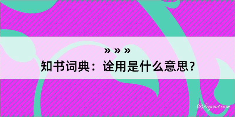 知书词典：诠用是什么意思？