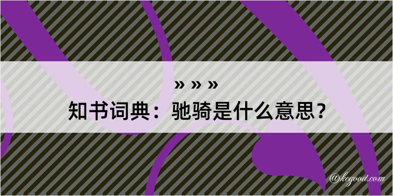 知书词典：驰骑是什么意思？