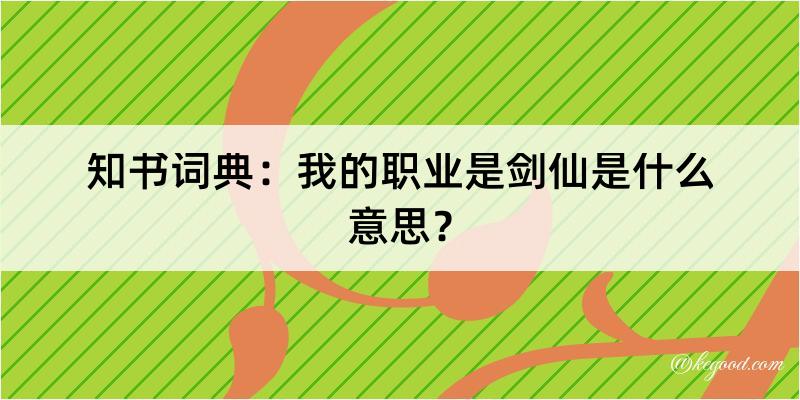 知书词典：我的职业是剑仙是什么意思？