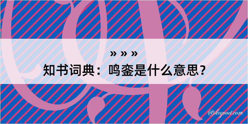 知书词典：鸣銮是什么意思？