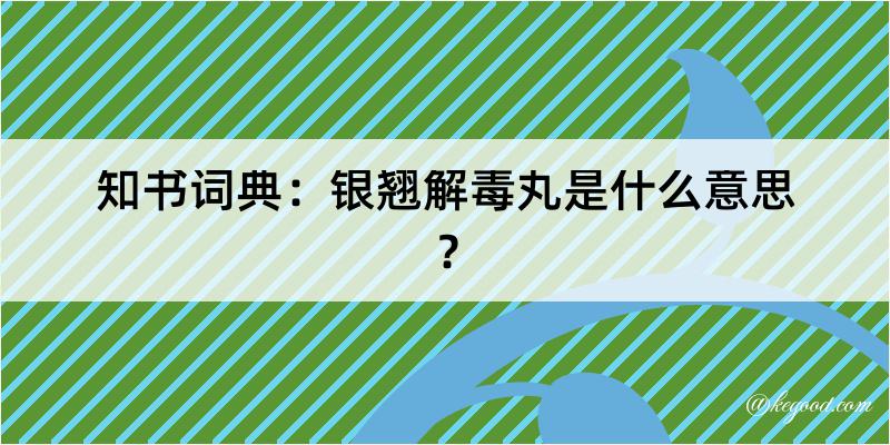 知书词典：银翘解毒丸是什么意思？