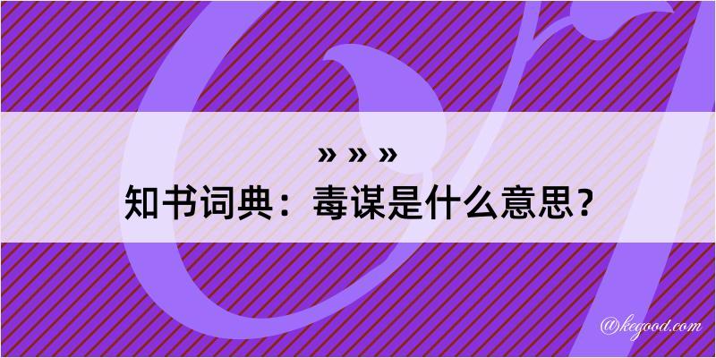 知书词典：毒谋是什么意思？