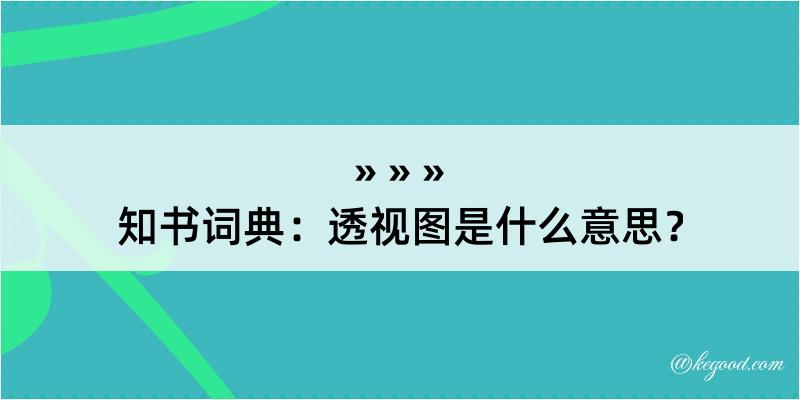 知书词典：透视图是什么意思？