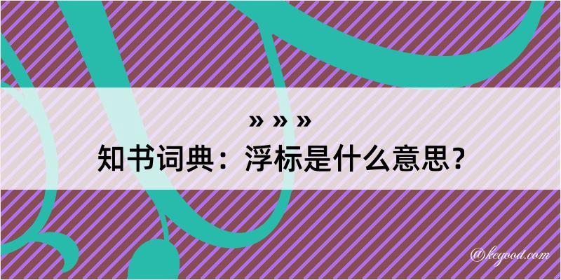 知书词典：浮标是什么意思？