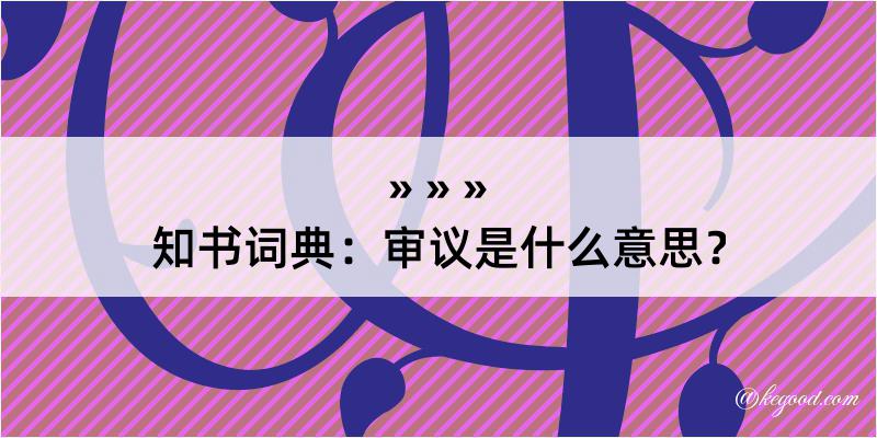 知书词典：审议是什么意思？