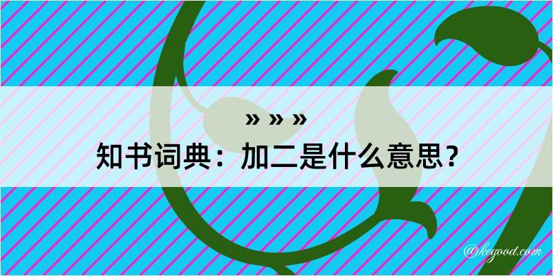 知书词典：加二是什么意思？