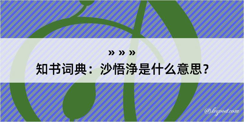 知书词典：沙悟浄是什么意思？