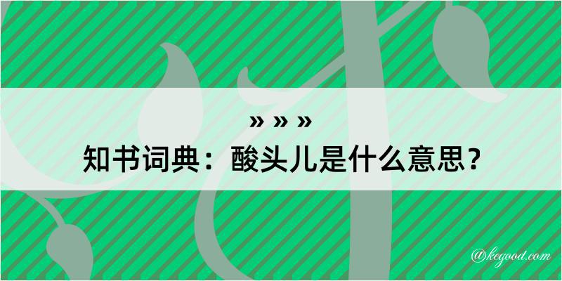 知书词典：酸头儿是什么意思？