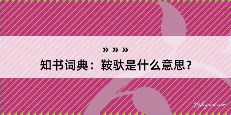 知书词典：鞍驮是什么意思？