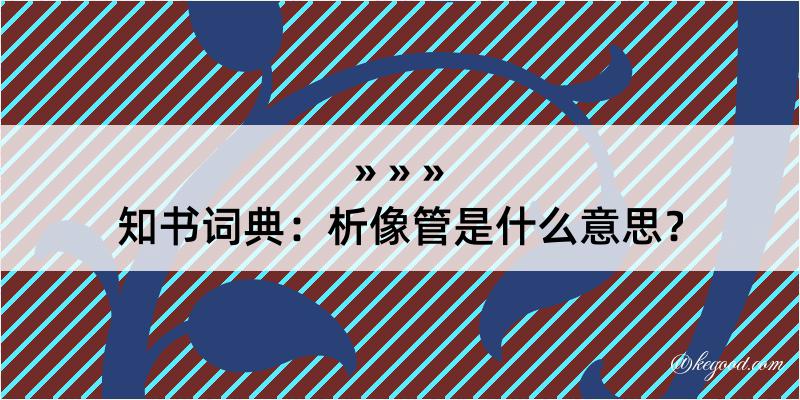 知书词典：析像管是什么意思？