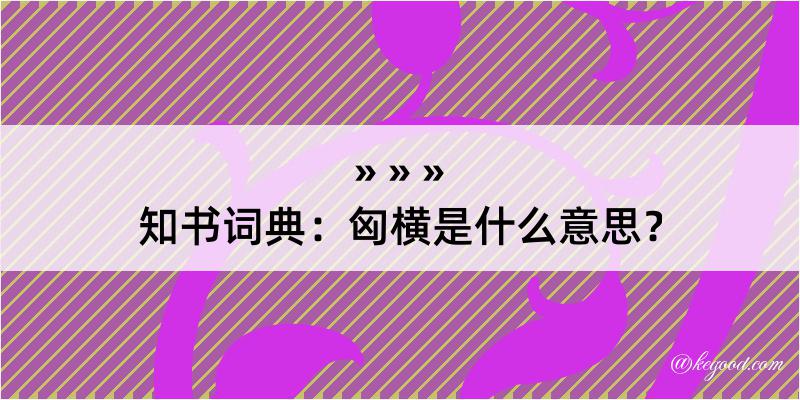 知书词典：匈横是什么意思？