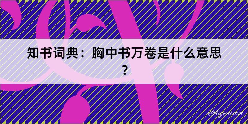 知书词典：胸中书万卷是什么意思？