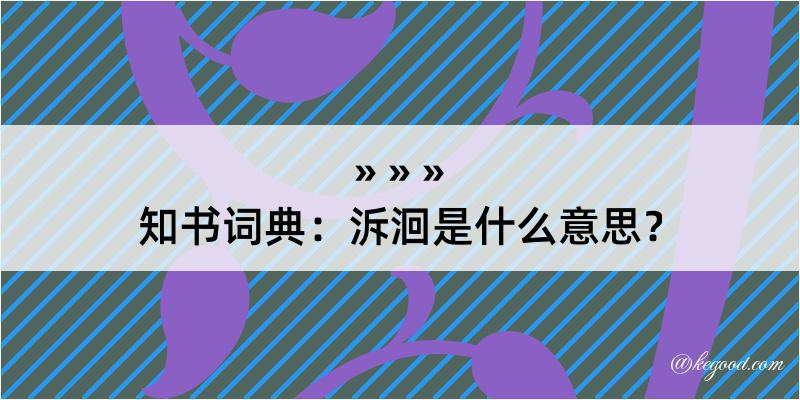 知书词典：泝洄是什么意思？