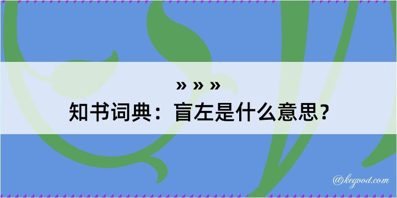 知书词典：盲左是什么意思？