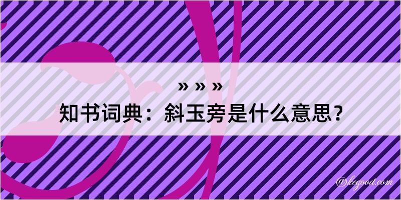 知书词典：斜玉旁是什么意思？