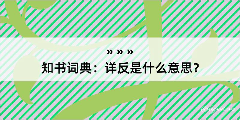 知书词典：详反是什么意思？