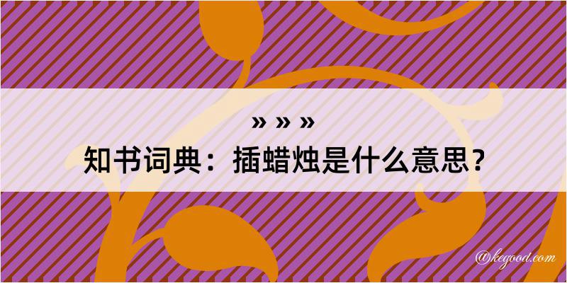 知书词典：插蜡烛是什么意思？