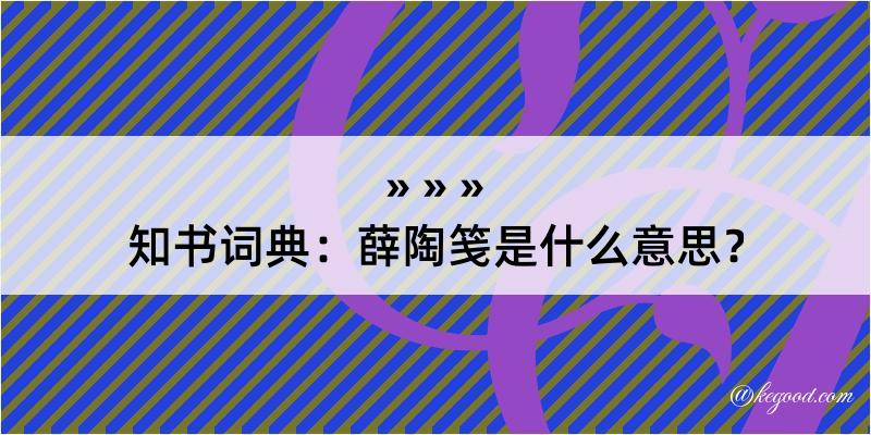 知书词典：薛陶笺是什么意思？