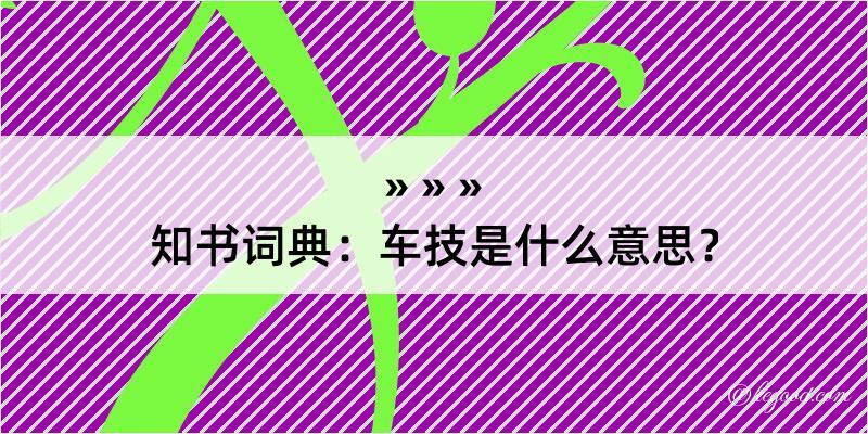 知书词典：车技是什么意思？