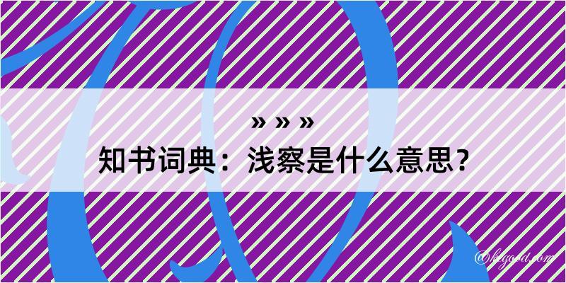 知书词典：浅察是什么意思？