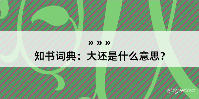 知书词典：大还是什么意思？