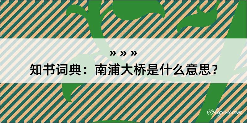 知书词典：南浦大桥是什么意思？