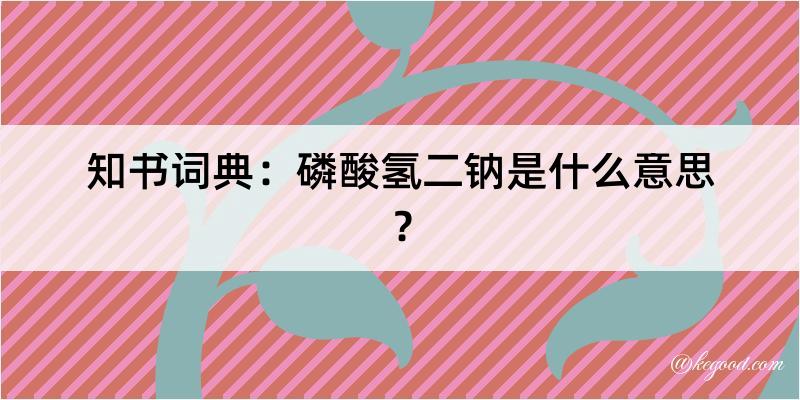 知书词典：磷酸氢二钠是什么意思？