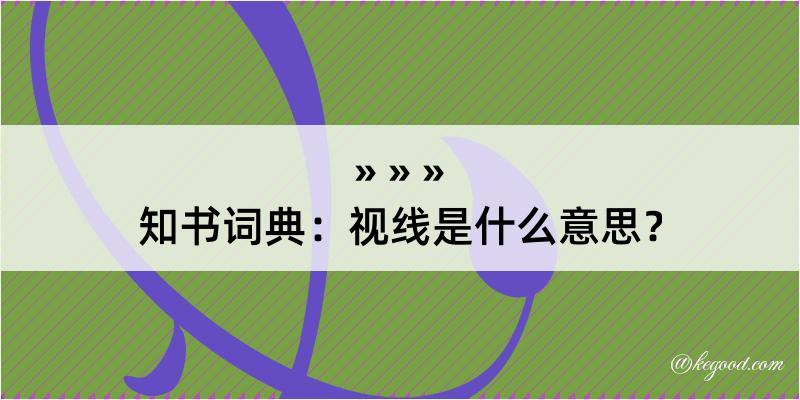 知书词典：视线是什么意思？