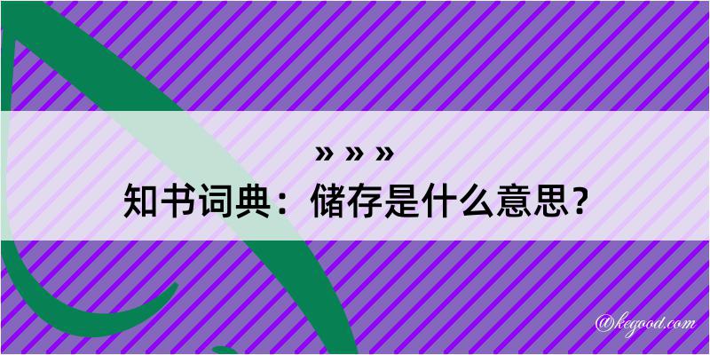 知书词典：储存是什么意思？