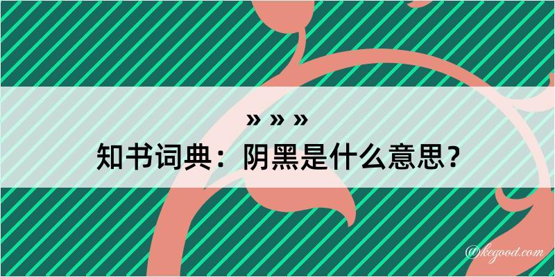 知书词典：阴黑是什么意思？