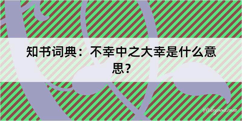 知书词典：不幸中之大幸是什么意思？