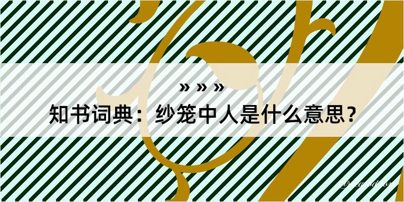 知书词典：纱笼中人是什么意思？