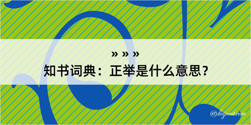 知书词典：正举是什么意思？