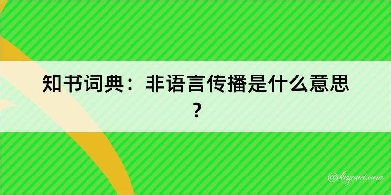 知书词典：非语言传播是什么意思？