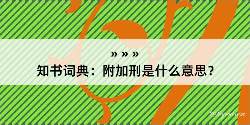 知书词典：附加刑是什么意思？